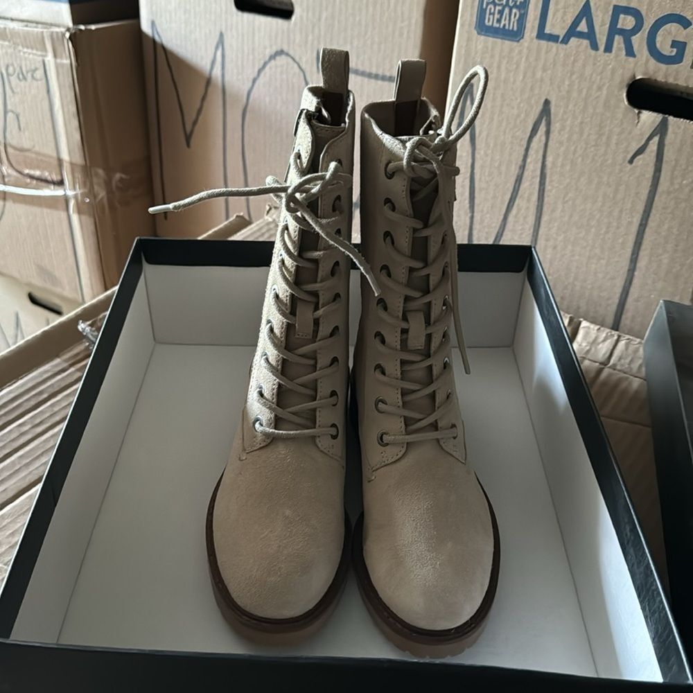 Naturalizer Camille Women's Suede Combat Boots - Picture 4 of 7